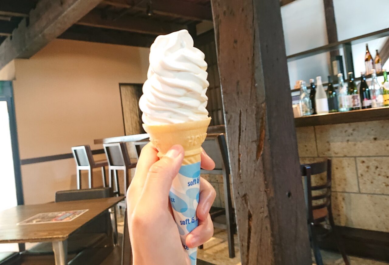 あさ開地酒物産館限定の大吟醸ソフトクリーム