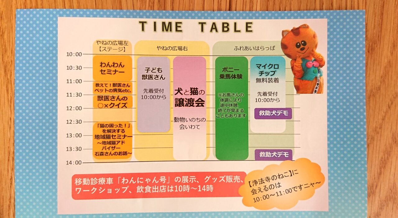 動物愛護フェスタイムテーブル