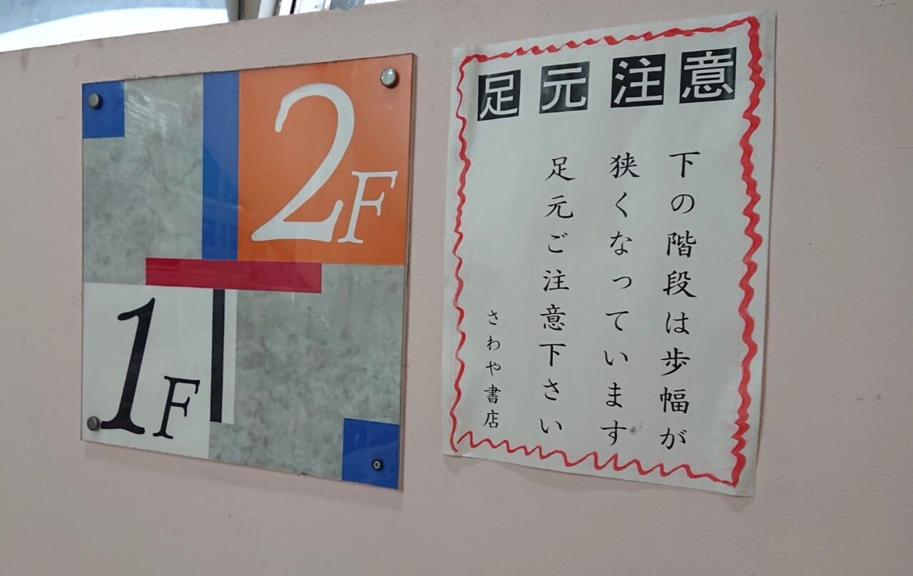 さわや書店へ向かう踊り場にあるレトロな階数表示